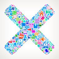 X Mark on Modern Technology &amp; Communication interface icon Pattern