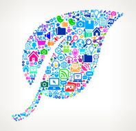 Leaf on Modern Technology &amp; Communication interface icon Pattern N2