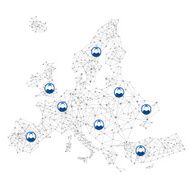 Europe network map with users