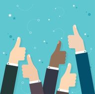 Business people holding many thumbs up flat ve N2