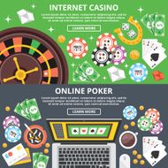 Internet casino online poker flat illustration concepts set N2