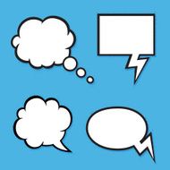 Set of comic bubbles with halftone shadows N4