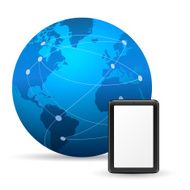 Globe with tablet pc on white background N2