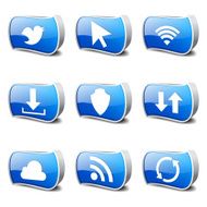 Web Internet Social Blue Vector Button Icon Design Set N12