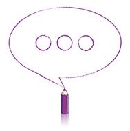 Purple Pencil Drawing Oval Speech Balloon with Ellipsis N2