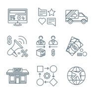 various dark color outline business distribution marketing proce N2