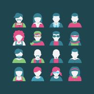 Avatar icon set flat style N3