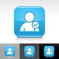 Blue icon user sign glossy rounded square web button