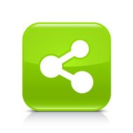 Green icon share sign glossy rounded square web button
