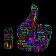 Thumbs Up on Modern Communication and Technology Word Cloud N2