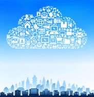 City Buildings on Modern Tech &amp; Communication Cloud N7