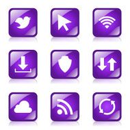 Web Internet Social Square Vector Violet Icon Design Set N10