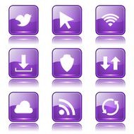 Web Internet Social Square Vector Violet Icon Design Set N11