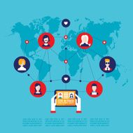 Hands holding tablet with web icons Social network Communication concept N4