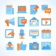 Flat vector icon set of blogging symbols N2