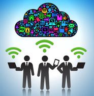 Businessmen on Modern Tech &amp; Communicatiroyalty-free vector art Cloud