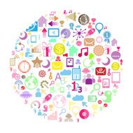 Circle Color Set of network icons N9