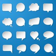 Modern paper speech bubbles set on blue background