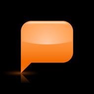 Orange speech bubble sign glossy icon rectangle pictogram web button