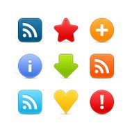 Satin icon set web internet circle square button white background N2