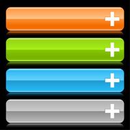Plus sign glossy icon orange green blue gray button
