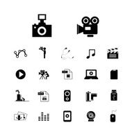 movie and media icon set