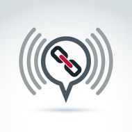 Podcast icon with a link symbol Chat connection theme