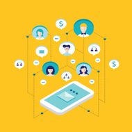 Social network communication Isometric concept illustration N3