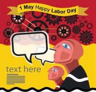 1 May Happy Labour Day Vector