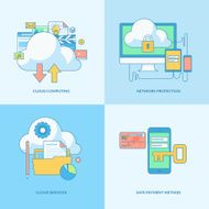 Set of line concept icons for internet security
