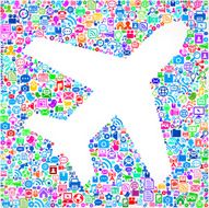 Airplane on Modern Technology &amp; Communication Background Pattern