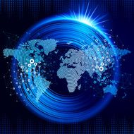 World map from circle center in Europe Communication technology N7