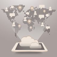 Global Social Media and Cloud Computing concept