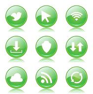 Web Internet Social Green Vector Button Icon Design Set N13
