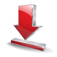 3d Glossy Red Download Vector Icon