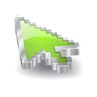 3d Glossy Green Pointer Vector Icon N2