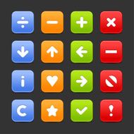 Satin icon set white sign web internet square button