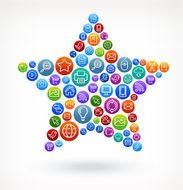 Star with Social Networking &amp; Internet Color Buttons