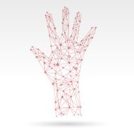 Hand network illustration red