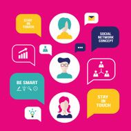 Social network People avatars with speech bubbles business icons N2