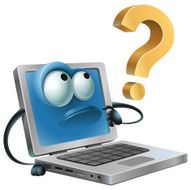 Laptop Cartoon - Thinking