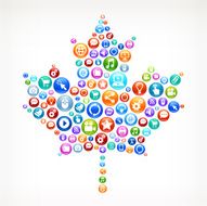 Maple Leaf on Social Networking &amp; Internet Color Buttons N2