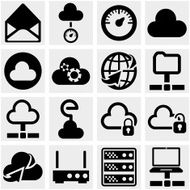 Server internet network vector icon set on gray