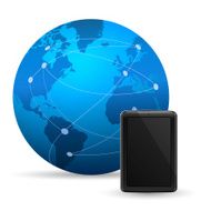 Globe with tablet pc on white background N4