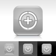 Gray icon plus in circle sign glossy rounded square button