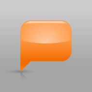 Orange speech bubble sign glossy icon empty rectangle pictogram