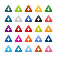 Plus sign white pictogram satin triangle icon web iternet button