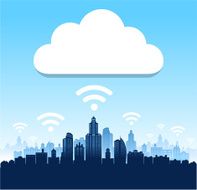 panoramic city skyline Wi-Fi and Cloud