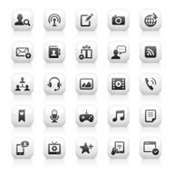 White Button Icons Set N23