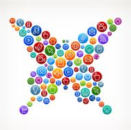 Butterfly on Social Networking &amp; Internet Color Buttons N2